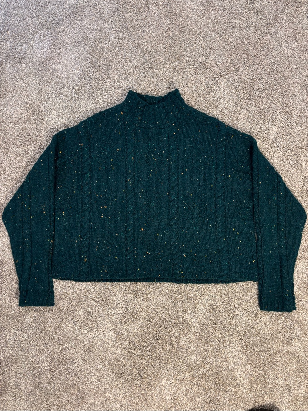 Vintage The Limited America Collection Teal Wool Sweater Hand Knit Mock Neck M